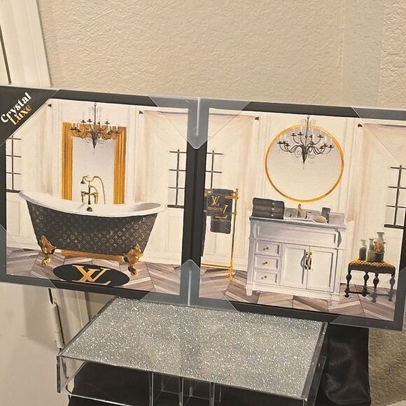 Crystal Luxe Bath Time With Louis Vuitton 2-PC Framed Canvas Wall Decor - Picture 5 of 13